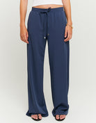 Tally Weijl Wide Leg Blue Mid Waist Jogger BLUE front view
