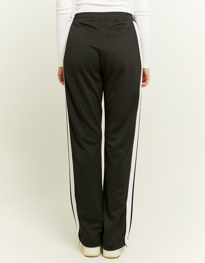 Ladies Black Straight Leg Sweat Pants with Band Detail-Back View