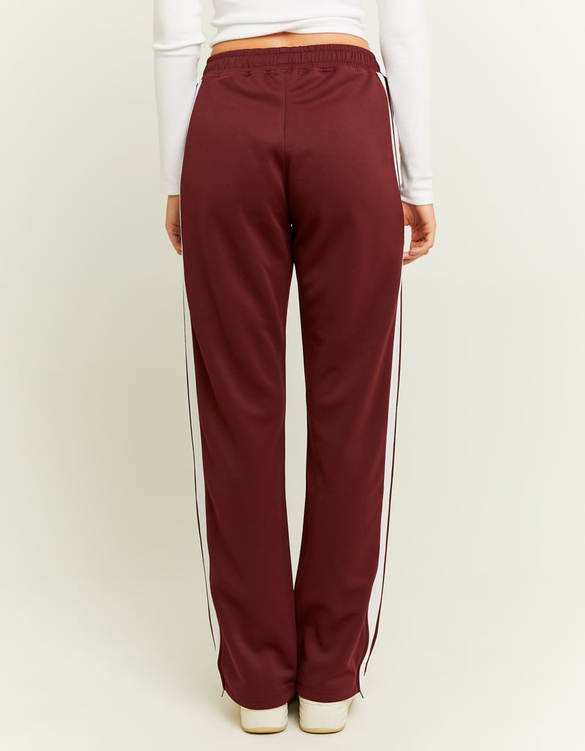 Ladies Red Straight Leg Sweat Pants with Band Detail-Back View