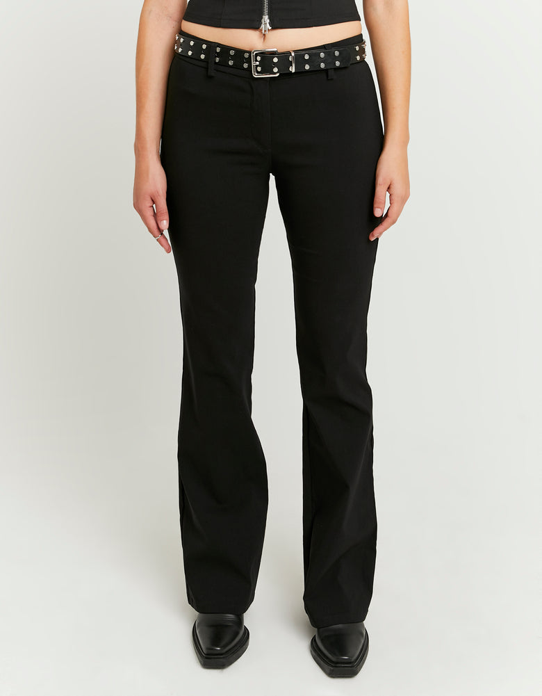 Ladies Black Flare Tailoring Trousers-Closer View of the Front