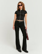 Tally Weijl Black Flare Tailoring Trousers Black model front view