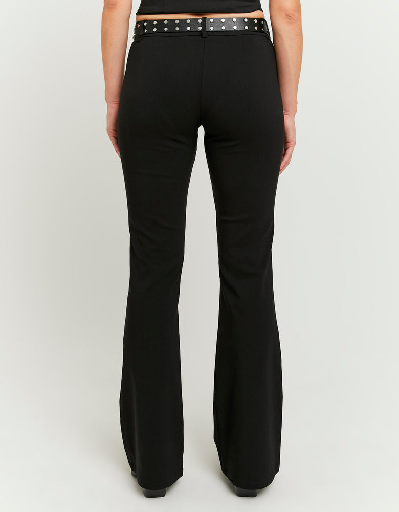 Ladies Black Flare Tailoring Trousers-Model Back View