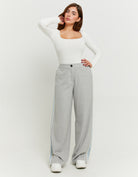 Tally Weijl Grey Tailoring Wide Leg Trousers With Side Bands Grey detail view
