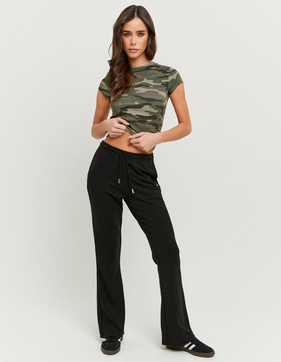 Tally Weijl Black Flare Jogger worn by model, front view