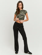 Tally Weijl Black Flare Joggers front model view