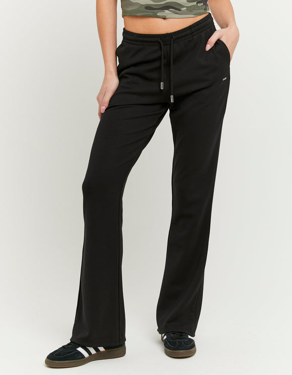 Tally Weijl Black Flare Jogger front detail with drawstring waist