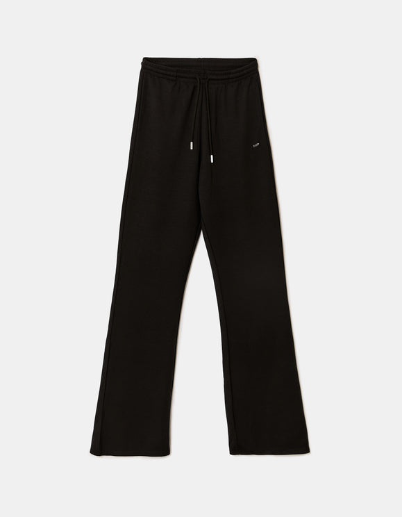 Tally Weijl Black Flare Joggers flat front view