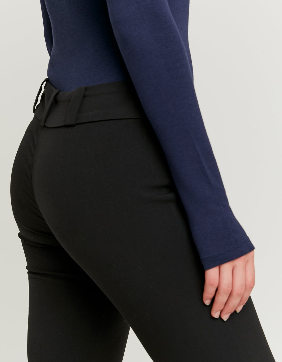 Ladies Black Low Waist Trousers-Waist View