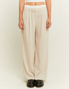 Tally Weijl Double Waist Beige Wide Leg Trousers BEIGE view 13
