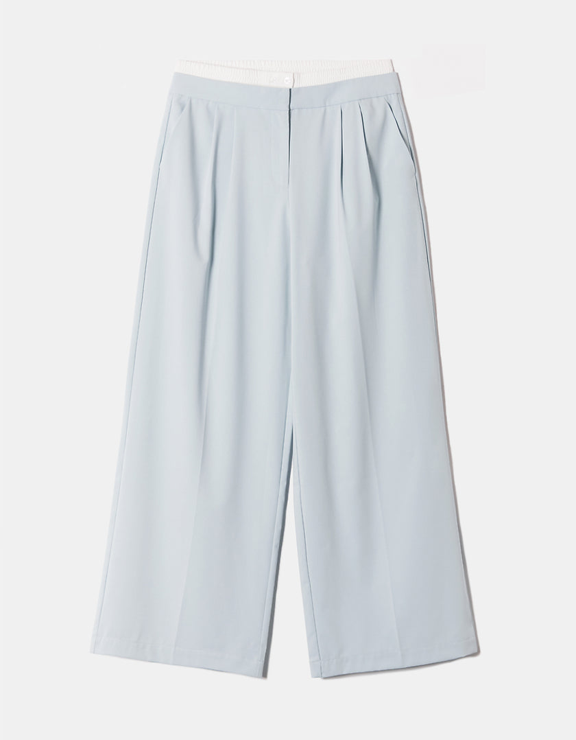 Tally Weijl Double Waist Blue Wide Leg Trousers BLUE side view