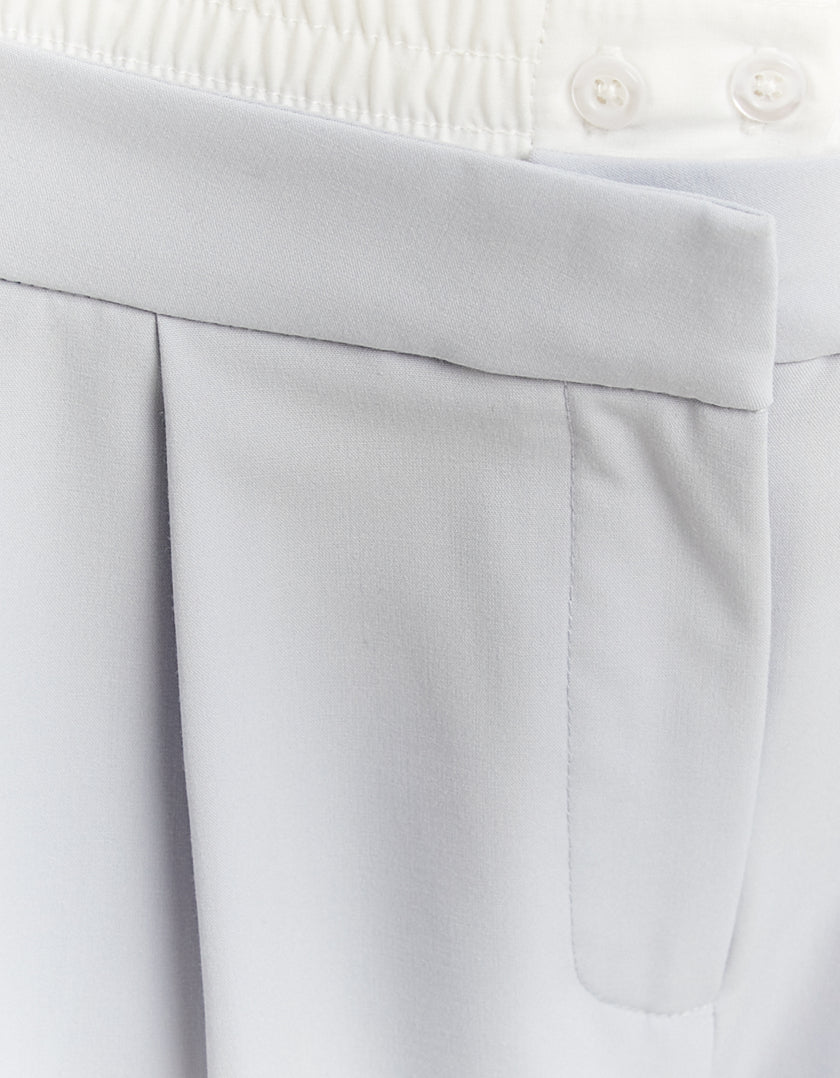 Tally Weijl Double Waist Blue Wide Leg Trousers BLUE flat front view