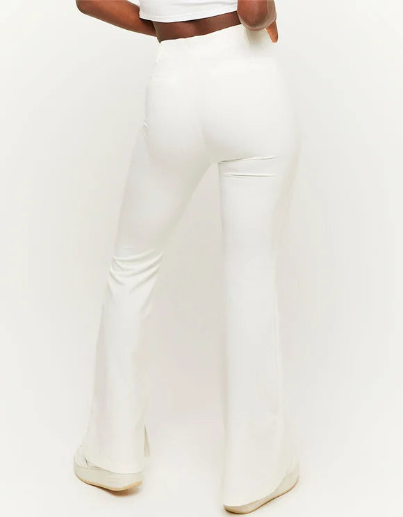 Ladies White Flare Pants-Back View