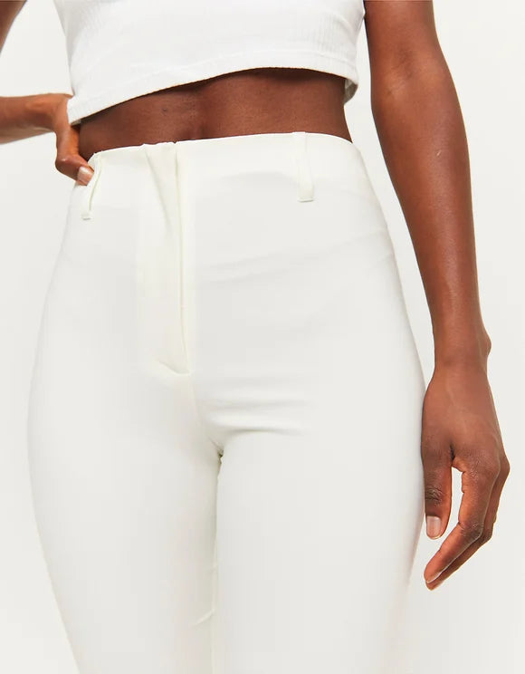 Ladies White Flare Pants-Waist View
