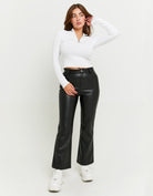 Tally Weijl Black Faux Leather Flare Pant BLACK detail view