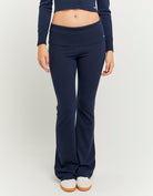 Tally Weijl Blue Flare Knit Trousesrs Blue front view
