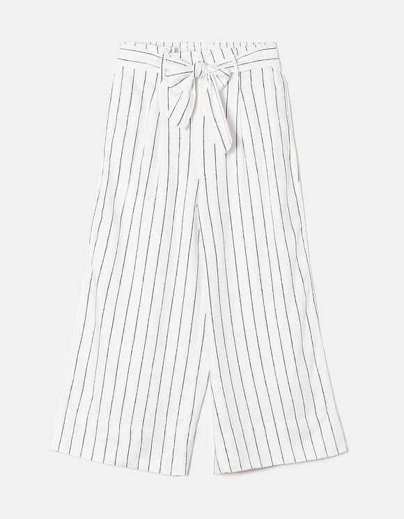White pin stripe culotte pants ghost view