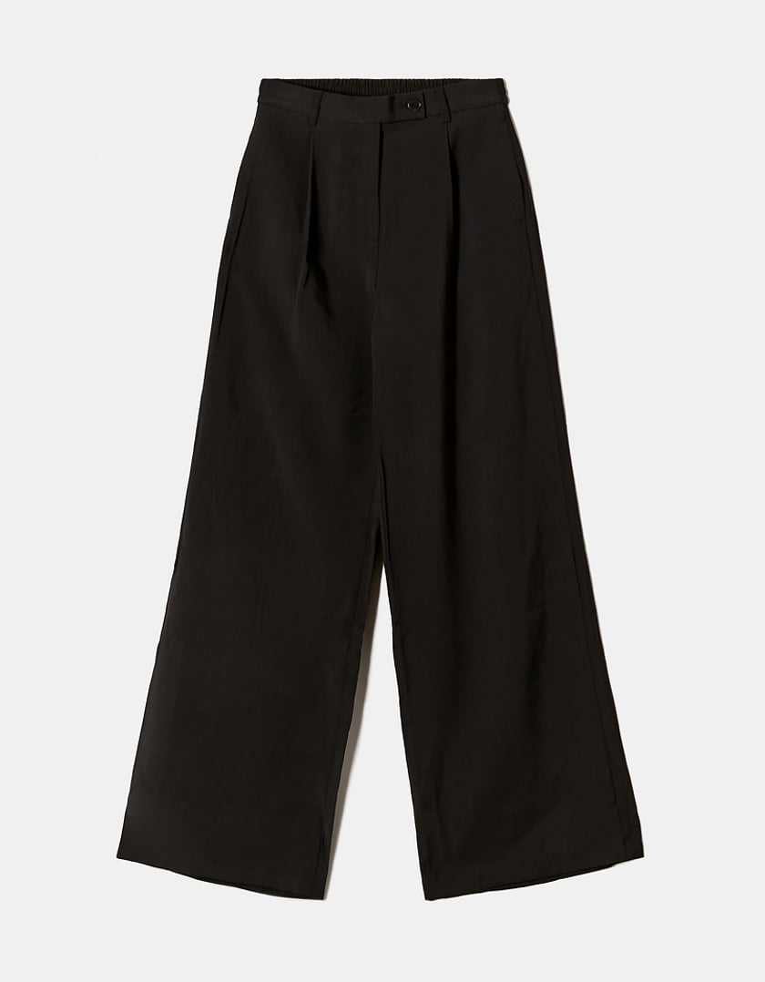 Ladies Black High Waist Trousers-Ghost Front View