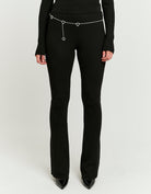 Tally Weijl Knitted Flare Trousers With Belt Black front view