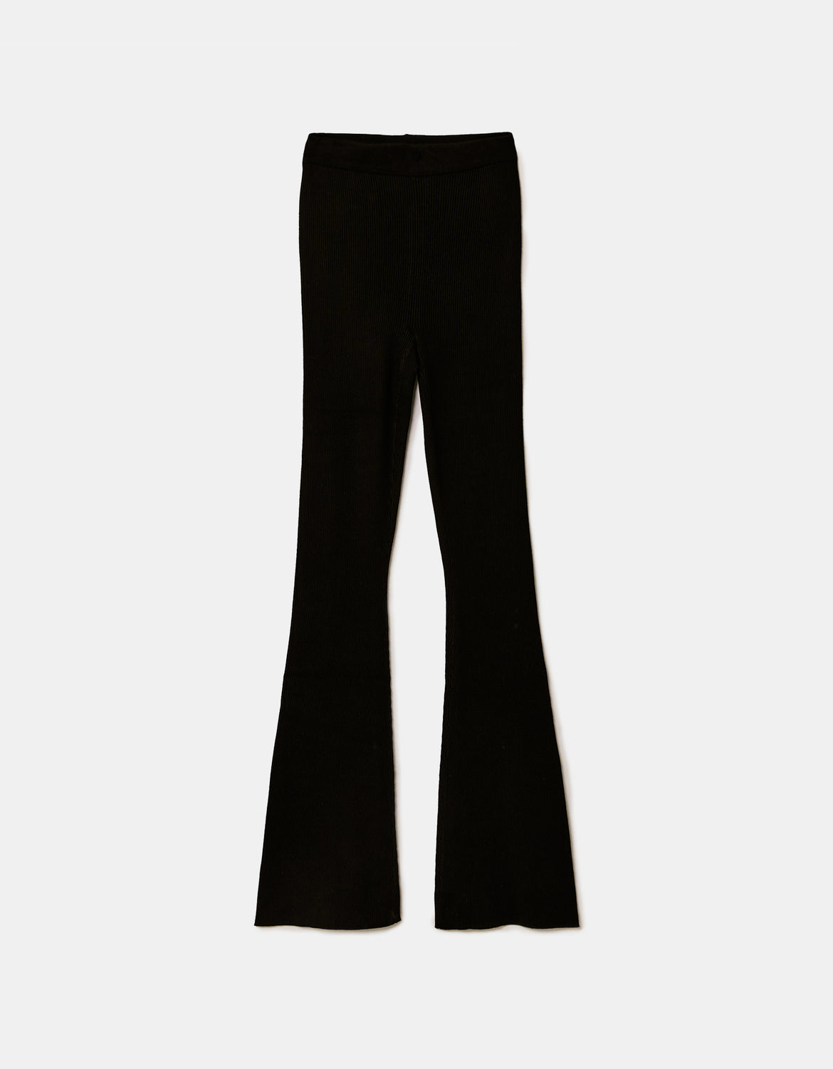 Ladies Knitted Flare Trousers With Belt-Ghost Front View