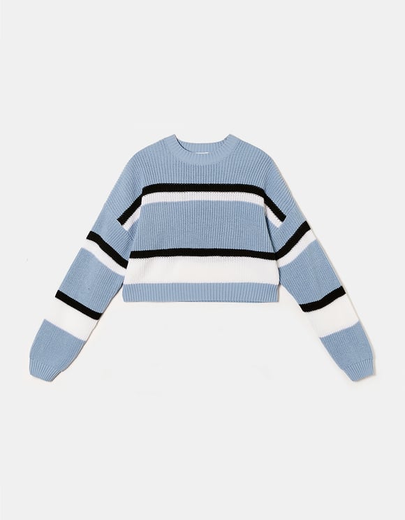 Ladies Striped Sweater-Front View
