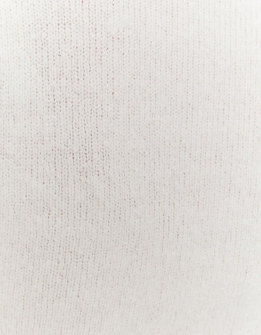 Ladies Cropped White Jumper-Close Up View