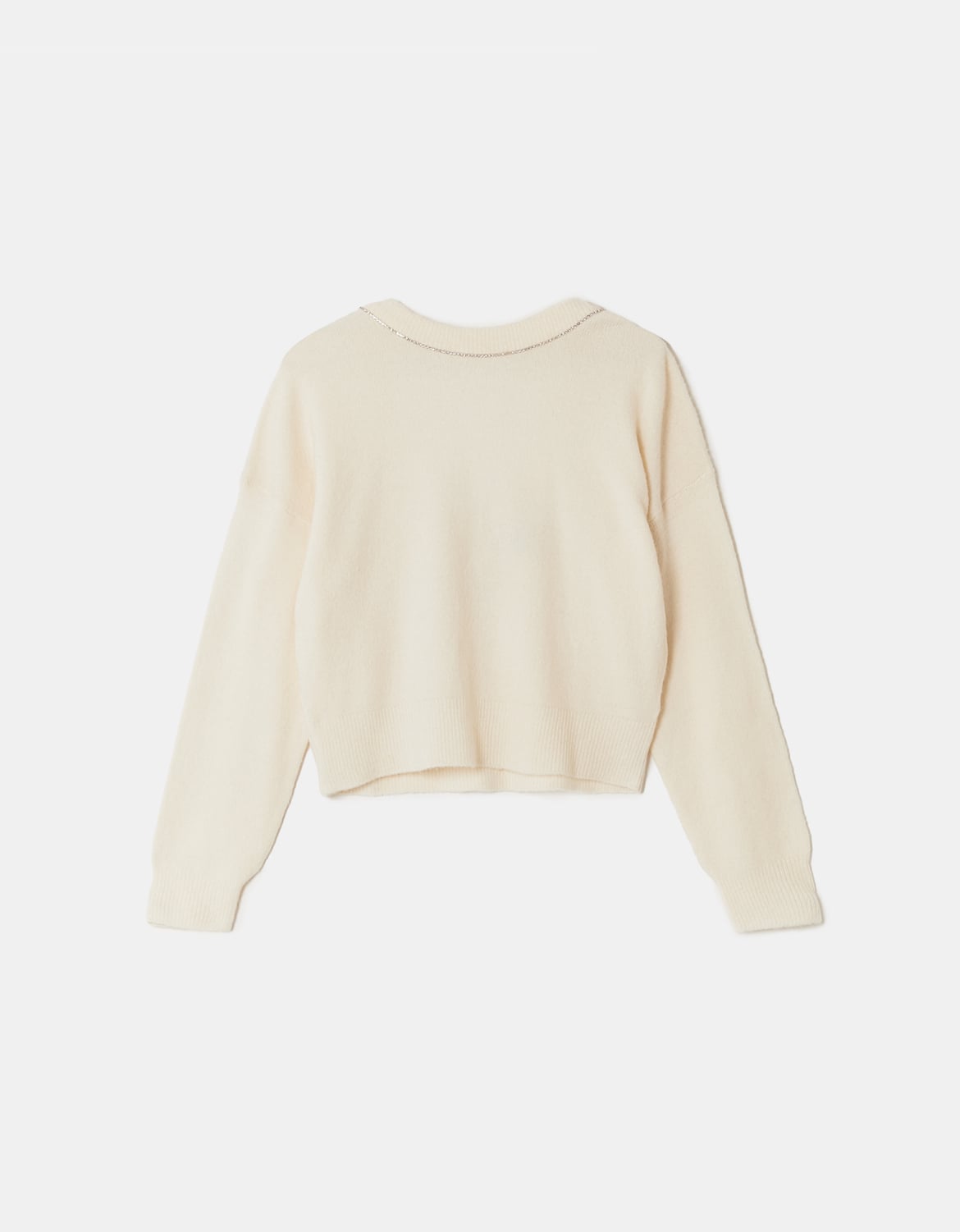 White Knitted Jumper With Strass Bow