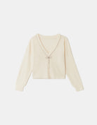 Tally Weijl White Knitted Jumper With Strass Bow White flat front view