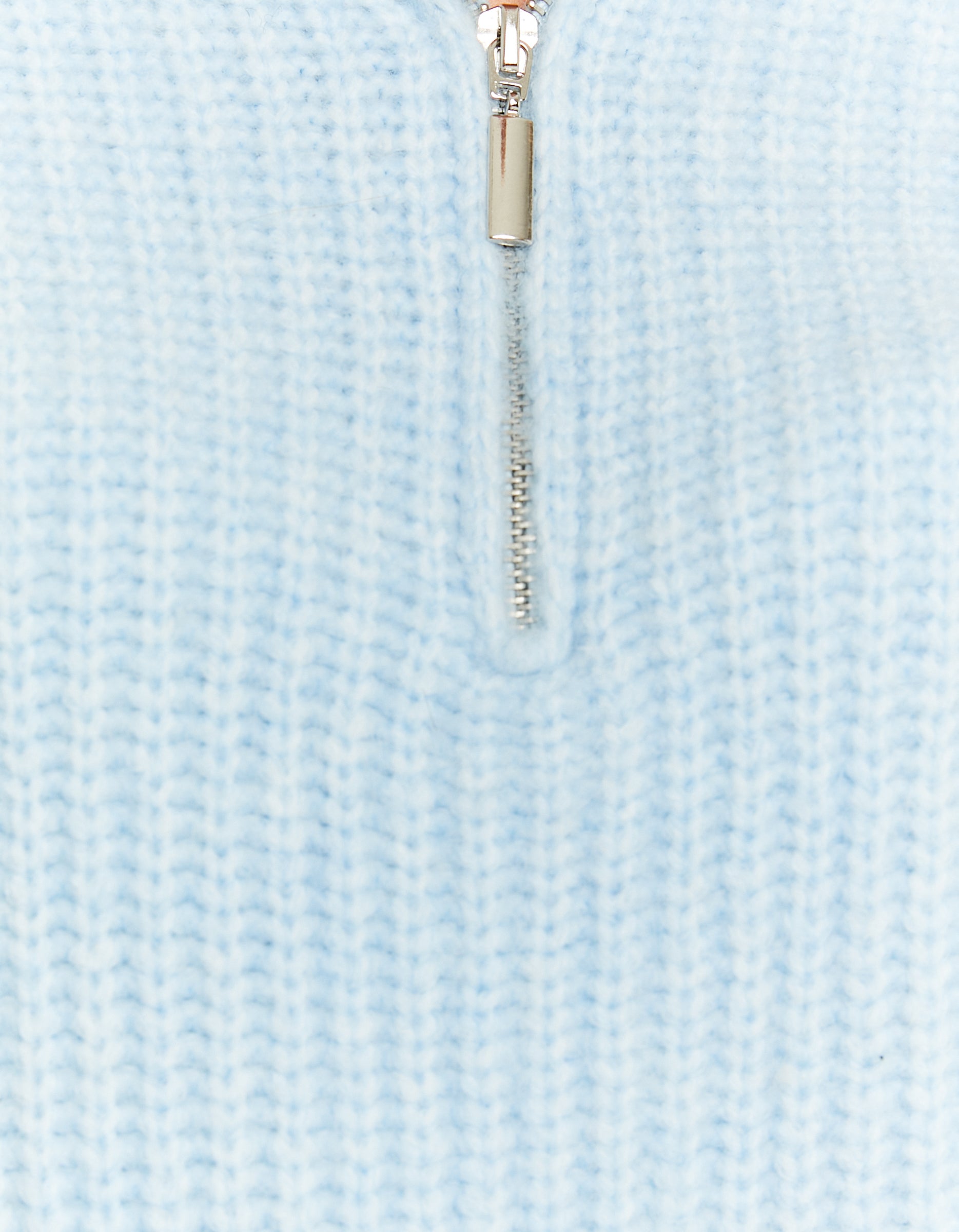 Ladies Blue Cropped Jumper With Zip Up-Zip Fastening View