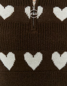 Tally Weijl Brown Knitted Zip Up Jumper with Hearts Brown/White side view