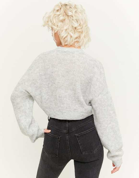 Ladies Short Grey Sweater-Back View