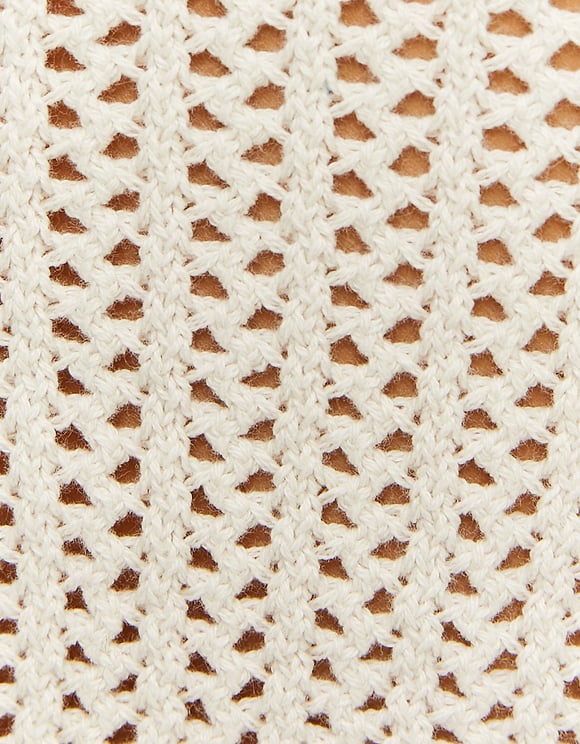 Beige crochet top detail view
