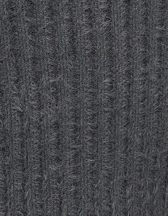 Ladies Grey Soft Touch Cropped Sweater-Close Up View