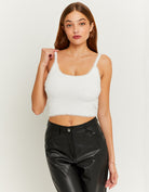 Tally Weijl White Cropped Sort Touch Top White front view