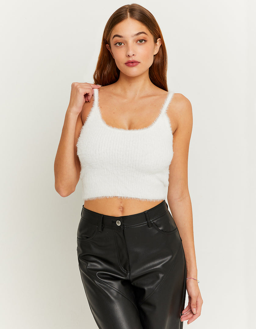 Tally Weijl White Cropped Sort Touch Top White front view