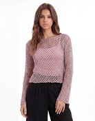Tally Weijl Pink Sparkle Knit Top Pink model front view