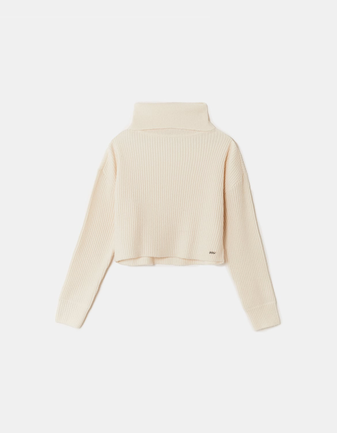 Beige ribbed sweater on a white background