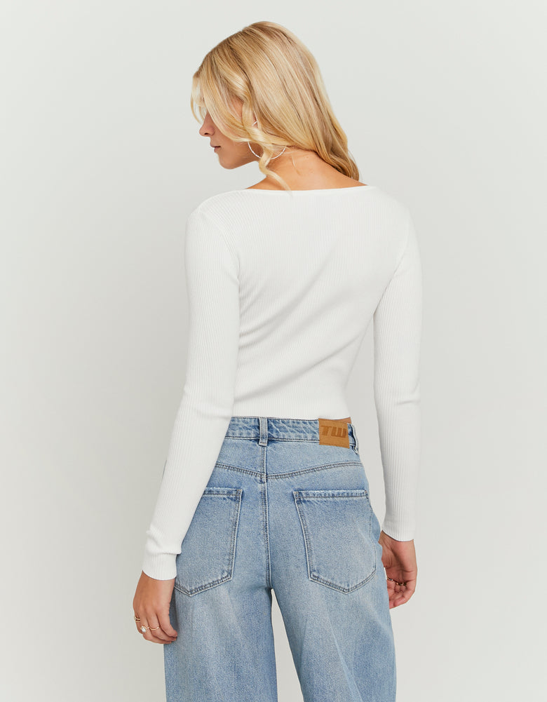 White Knitted Basic Top