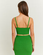 Tally Weijl Green Knitted Crop Top Green model front view