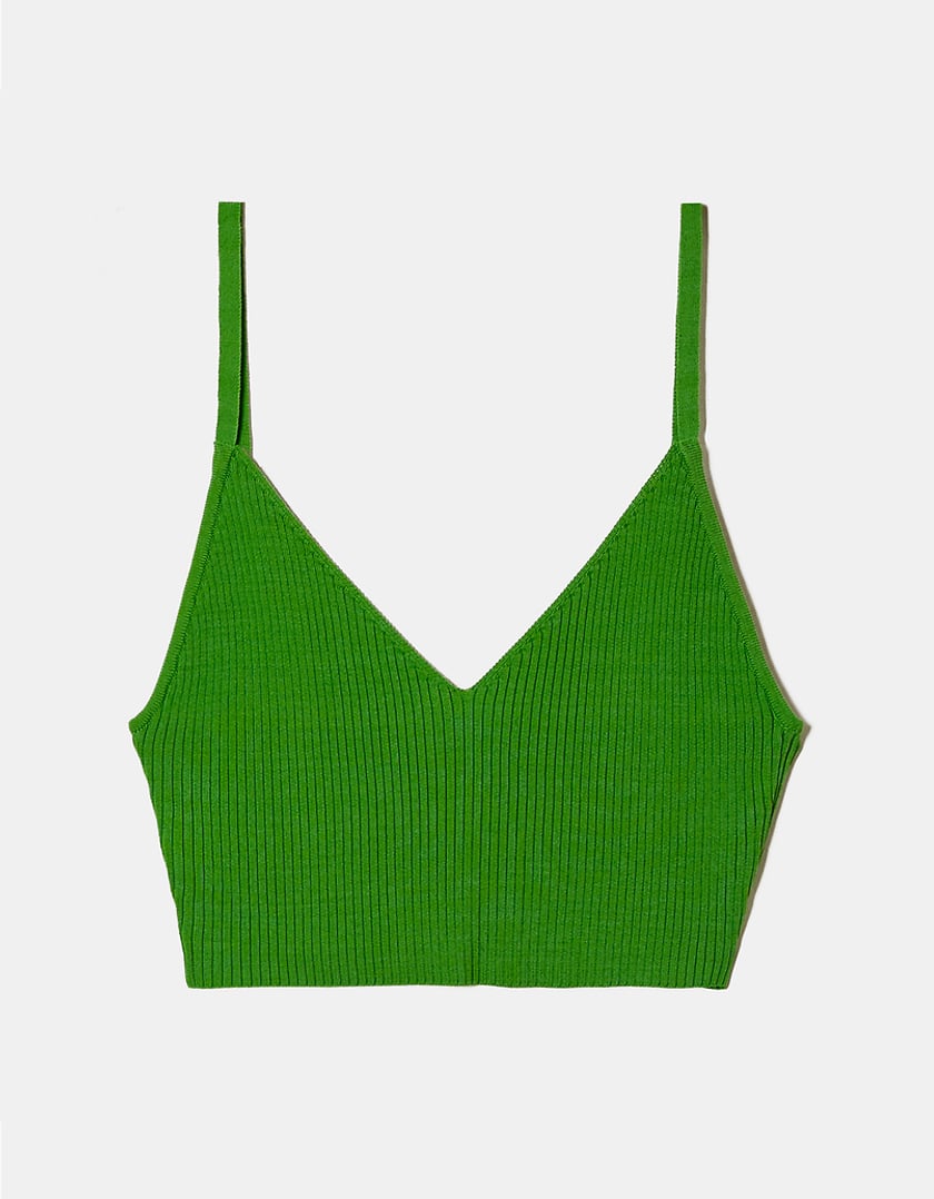 Tally Weijl Green Knitted Crop Top Green side view