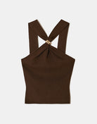 Tally Weijl Brown Halter Top BROWN back view