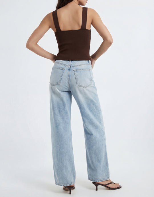 Ladies Brown Halter Top-Full Back View