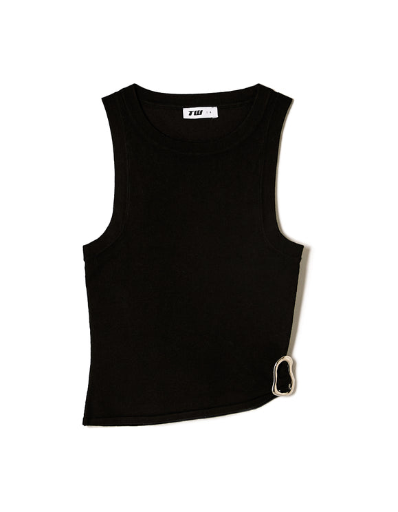 Tally Weijl Black Tank Top, front flat lay view