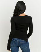 Tally Weijl Black Asymmetric Knitted Top Black detail view