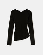Tally Weijl Black Asymmetric Knitted Top Black back view