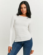 Tally Weijl White Asymmetric Knitted Top White front view