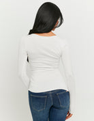 Tally Weijl White Asymmetric Knitted Top White model front view