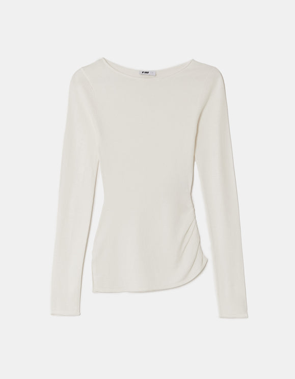 Tally Weijl white asymmetric jumper, front view