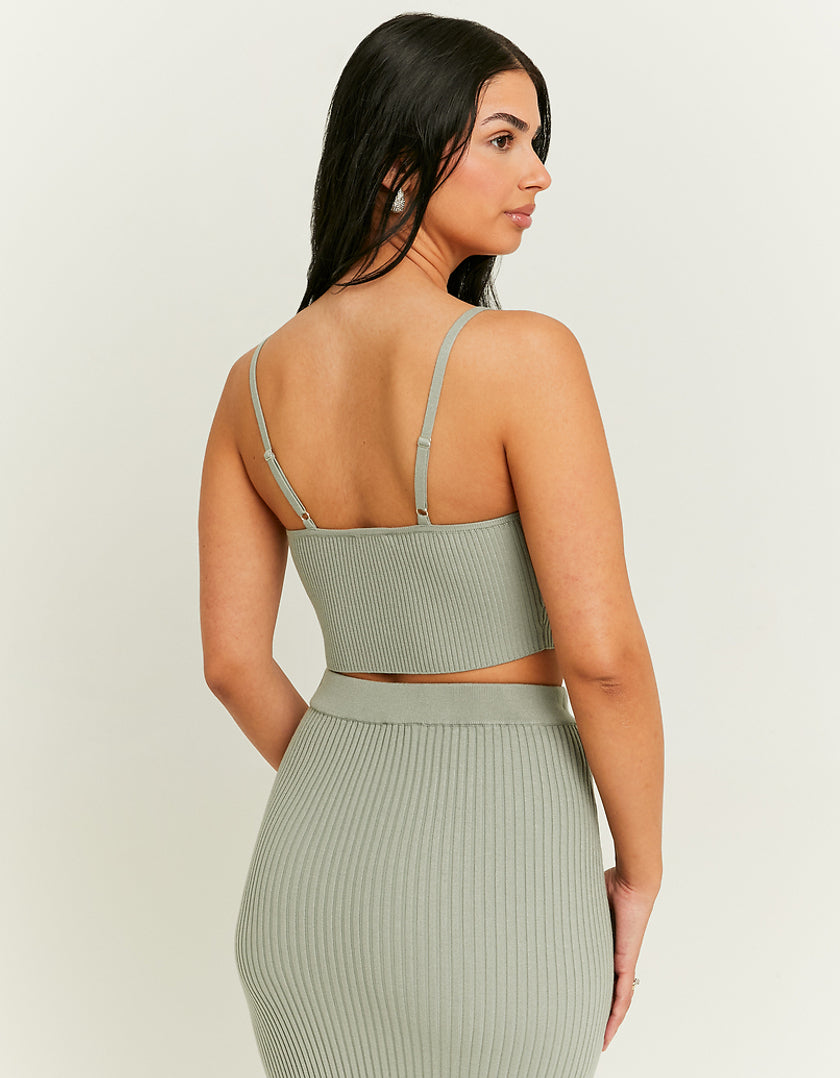 Tally Weijl Knit Top With Straps Green model front view