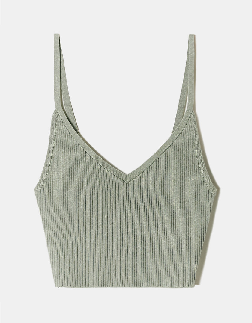 Tally Weijl Knit Top With Straps Green detail view