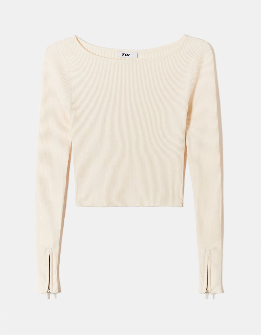 Tally Weijl White Knitted Top Beige back view